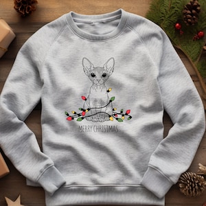 Sphynx Sweater. Cat Sweatshirt. Holiday Sweater. Xmas Present. Sphynx Present. Cat Lover Gift. Cat Owner Gift. Holiday Apparel