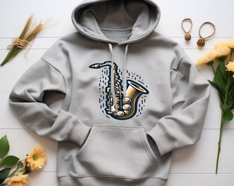 Saxophone Hoodie. Saxophone Gift. Saxophone Sweatshirt. Jazz Hoodie. Jazz Gift. Jazz Sweatshirt. Music Lover Hoodie. Music Lover Gift #FC869