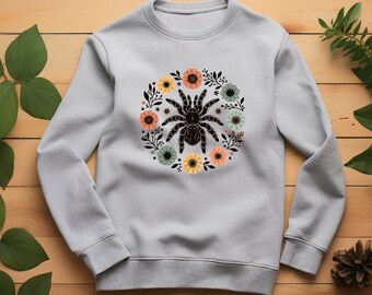 Tarantula Sweater. Arachnid Gift. Floral Sweater. Flower Crewneck. Spider Sweater. Tarantula Gift. Bug Enthusiast. Spider Lover Gift
