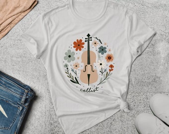 Cellist Shirt. Cellist Gift. Floral Shirt. Flower Shirt. Cello T-shirt. Cello Lover Tees. Musician Shirt. Orchestra Tee. String #FC313