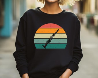 Suéter de clarinete. Regalo de clarinete. Cuello redondo con banda. Suéter de músico. Suéter de viento de madera. Regalo de viento de madera. Regalo de orquesta. Regalo para amantes de la música