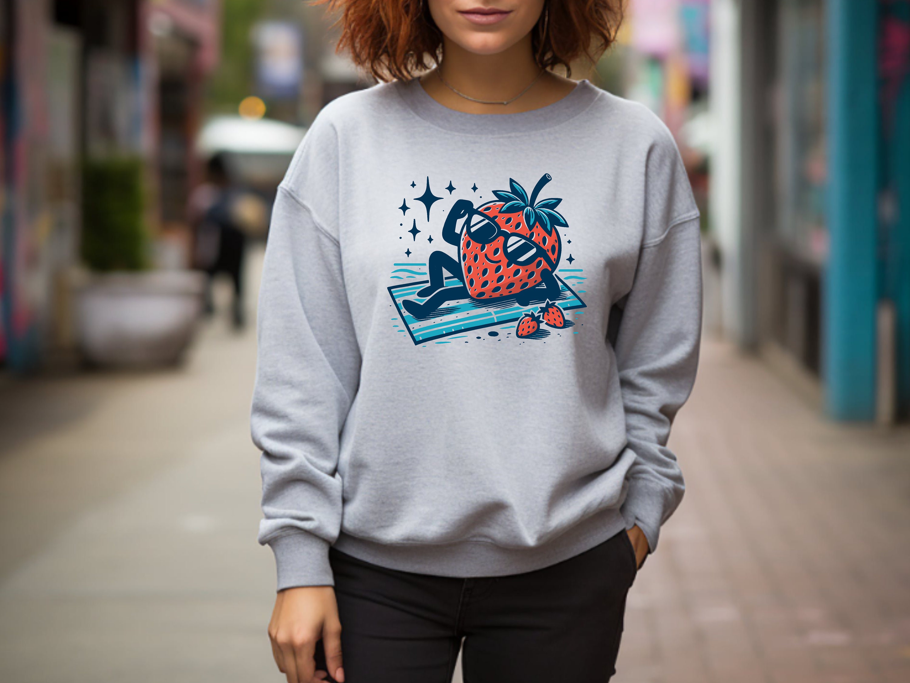 Strawberry Sweater. Foodie Gift. Beach Sweater. Cute Food Sweater. Food ...