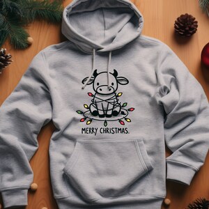 Sudadera con capucha de vaca. Regalo de vaca. Sudadera con capucha navideña. Regalo de Navidad. Sudadera con capucha de Navidad. Sudadera de granjero. Sudadera con capucha navideña. Sudadera festiva