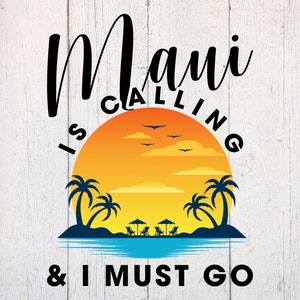 Maui SVG. Hawái SVG. Vacaciones SVG. Playa SVG. Archivo de corte Maui Dxf. Descargar para Cricut y Silhouette. Imágenes Prediseñadas de Maui. Palmas SVG. Océano SVG