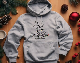 Chihuahua Hoodie. Chihuahua Gift. Dog Lover Hoodie. Dog Lover Gift. Xmas Lights Hoodie. Xmas Dog Sweatshirt. Pet Owner Gift #FC511