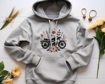 Motorcycle Hoodie. Biker Sweatshirt. Floral Hoodie. Flower Hoodie. Biker Gift. Motorcycle Gift. Rider Hoodie. Rider Gift. Bike Lover #FC116