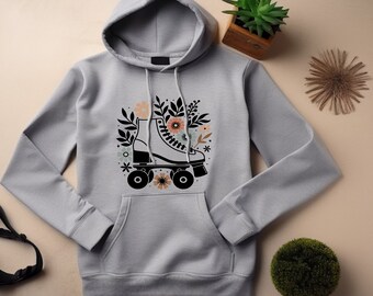 Sudadera con capucha para patines. Regalo para patines. Sudadera con capucha floral. Sudadera con capucha de flores. Sudadera con capucha para patinadores. Sudadera con capucha para patinadores. Regalo para patinadores. Ropa de patinaje #FC1089