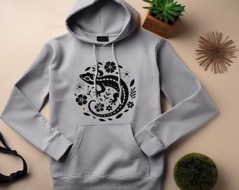 Gecko Hoodie. Gecko Gift. Floral Hoodie. Flower Hoodie. Gecko Lover. Lizard Hoodie. Lizard Gift. Reptile Hoodie. Reptile Gift #FC518