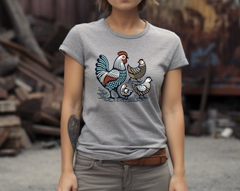 Chicken Shirt. Chicken Gift. Chicken T-shirt. Folk Art Shirt. Folk Art Gift. Rooster Shirt. Rooster Gift. Rooster T-shirt #FC148