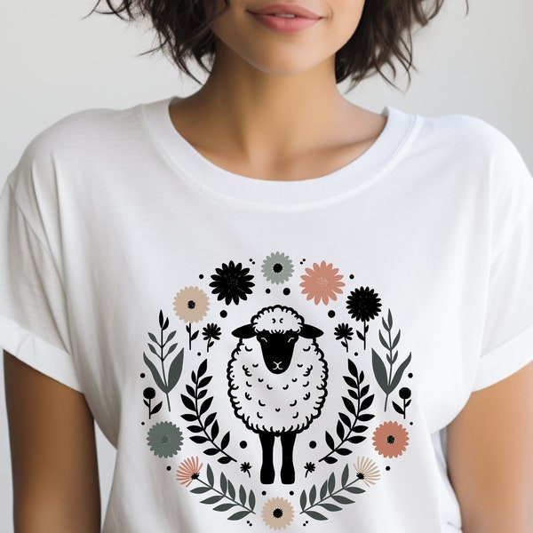 Sheep Shirt. Sheep Gift. Floral Shirt. Flower Tee. Sheep Farmer Tee. Sheep T-shirt. Farm Shirt. Farm Gift. Animal Tee. Livestock Gift