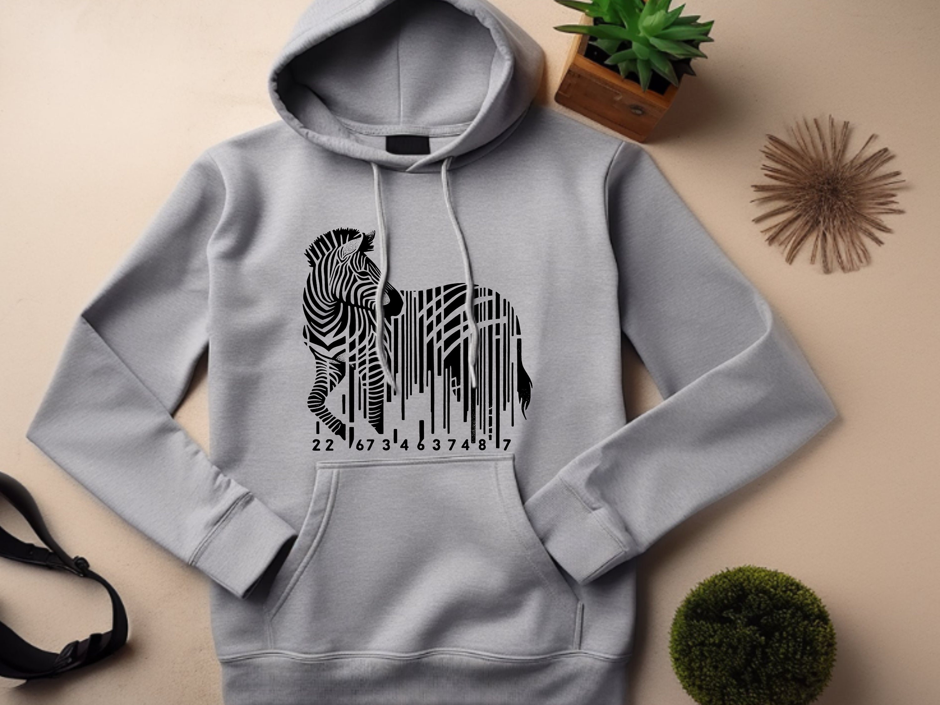 【FEPL】Simple outdoor collar sweatshirt Zebra Hoodie. Zebra Gift. Zebra Sweatshirt. Wild Animal