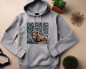 Forest Hoodie. Forest Gift. Fox Sweatshirt. Fox Hoodie. Fox Gift. Wild Animal Hoodie. Nature Lover Gift. Woodland Hoodie. Woodland #FC768