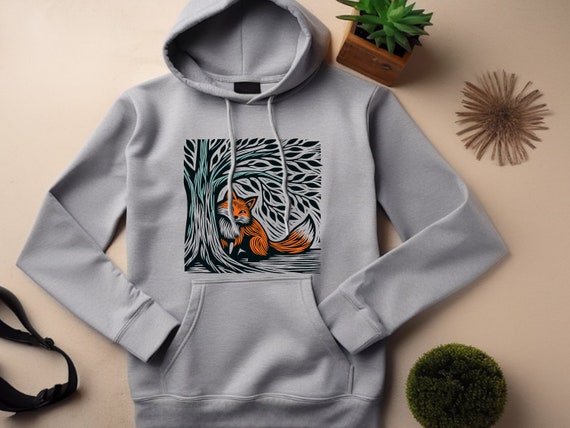Forest Hoodie. Forest Gift. Fox Sweatshirt. Fox Hoodie. Fox Gift. Wild Animal Hoodie. Nature Lover Gift. Woodland Hoodie. Woodland #FC768