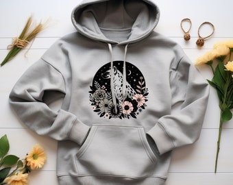 Hyena Hoodie. Hyena Gift. Floral Hoodie. Flower Hoodie. Animal Hoodie. Wild Animal Gift. Safari Sweatshirt. Nature Lover Gift