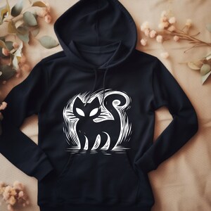Black Cat Hoodie. Halloween Hoodie. Cat Sweatshirt. Witchy Hoodie. Spooky Hoodie. Cat Lover Gift. Witchy Gift. Spooky Gift. Black Cat #FC79