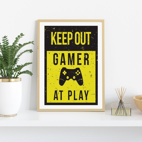 Gamer at Play Print. Gamer Wall Art. Game Room Wall Art. Gamer Gift.  Printable Wall Art. Digital Download. Gaming Poster. Game Room Decor 