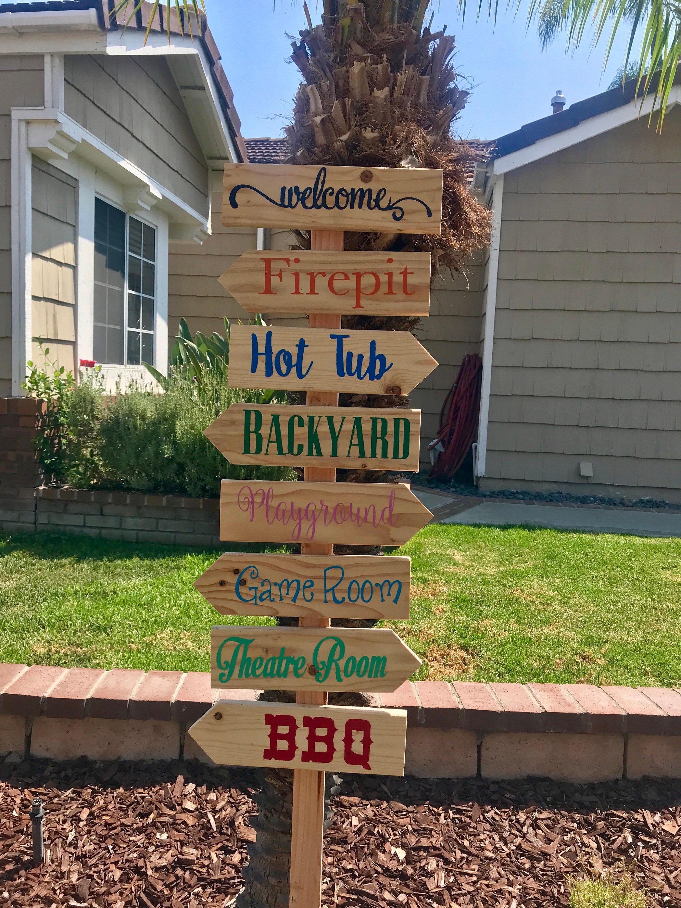 Custom Backyard sign with stake Etsy