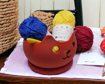 3D Printed Cat Yarn Bowl – Weighted Knitting & Crochet Organizer
