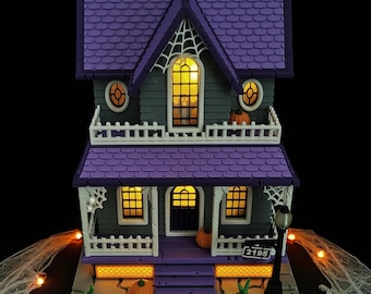 Haunted House Tealight Diorama with LED Lights, Spooky Halloween Decoration