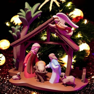Handcrafted Minimalist Nativity Set - 3D Printed Jesus Christmas Decor, Christian Art for Holiday Display & Gifts