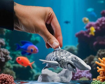 3D Printed Hammerhead Shark Fidget – Articulated Desk Decor, Stress Toy
