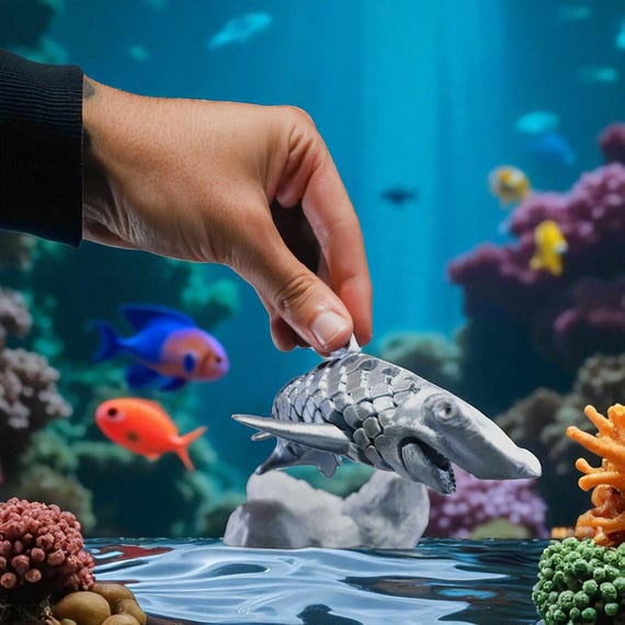 3D Printed Hammerhead Shark Fidget – Articulated Desk Decor, Stress Toy