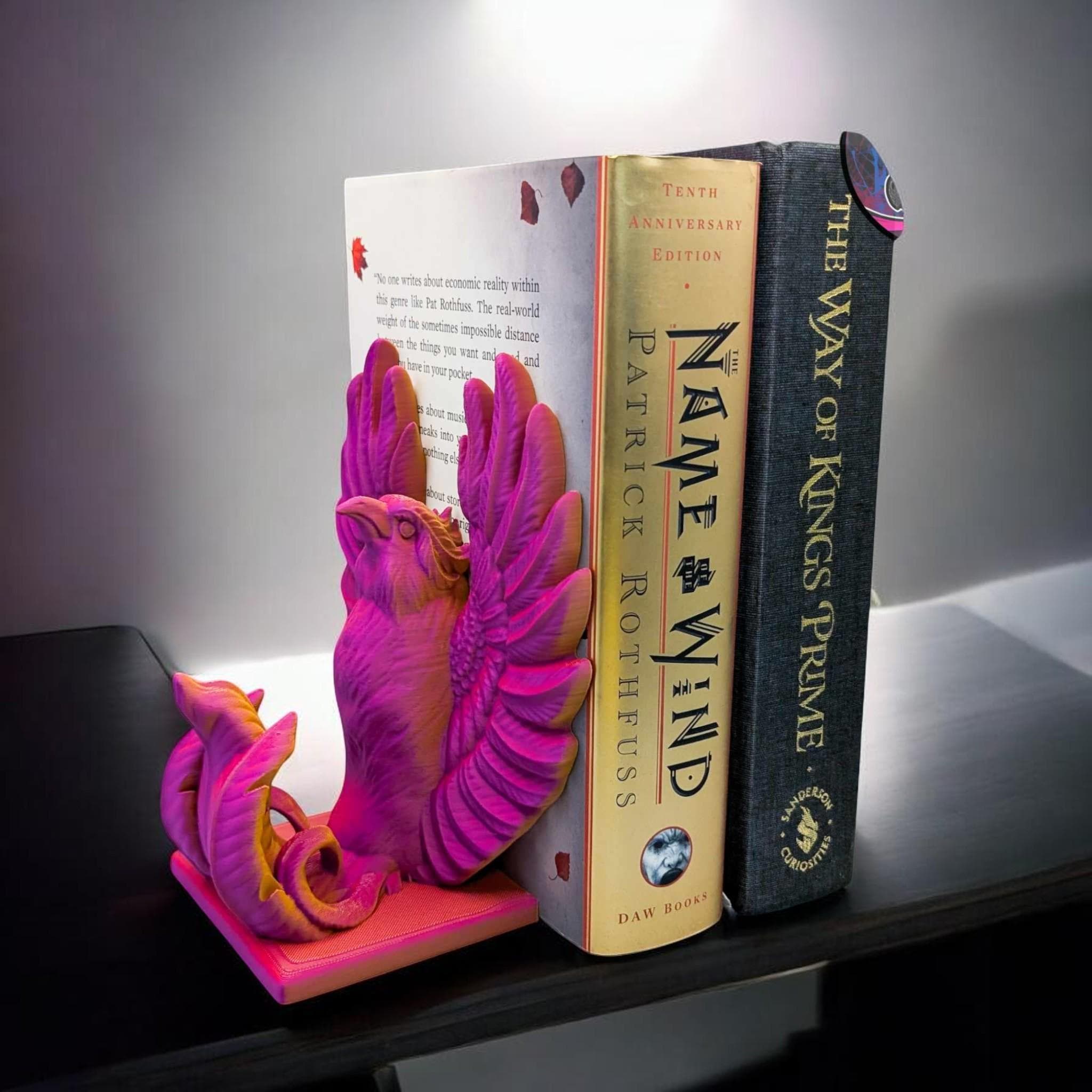 Phoenix Bookends for Books | 3D Printed Gothic Shelf Decor | Functional Book Support — photo 1 of 10