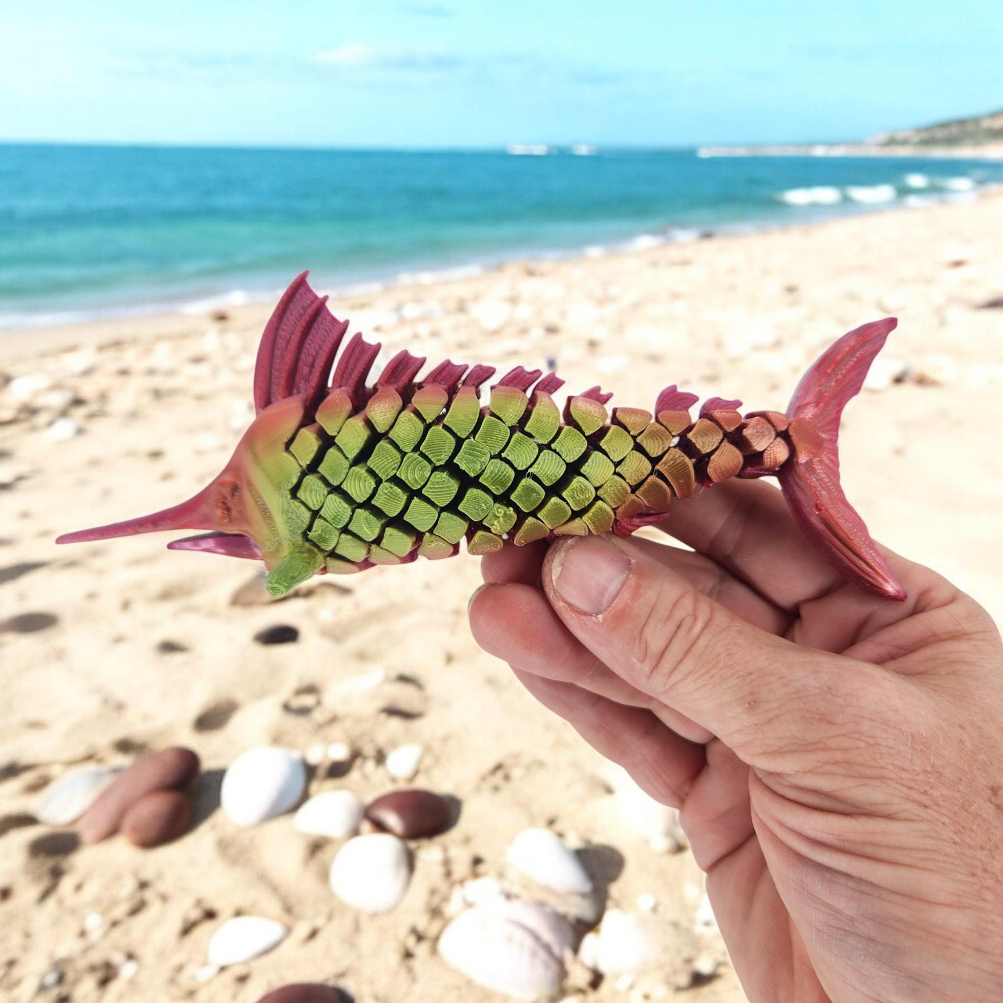 Marlin Fish Fidget Toy for Adults | Articulated Tropical Marine Life | Unique Quiet Desk Accessory & Gift