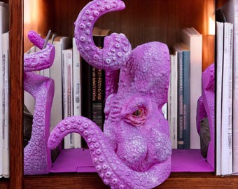 Sujetalibros de pulpo / Decoración de estantería con forma de kraken impresa en 3D para amantes del océano