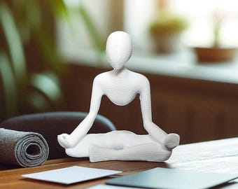 3D Printed Namaste Figurine – Minimalist Meditation Desk Sculpture, Business Card Holder