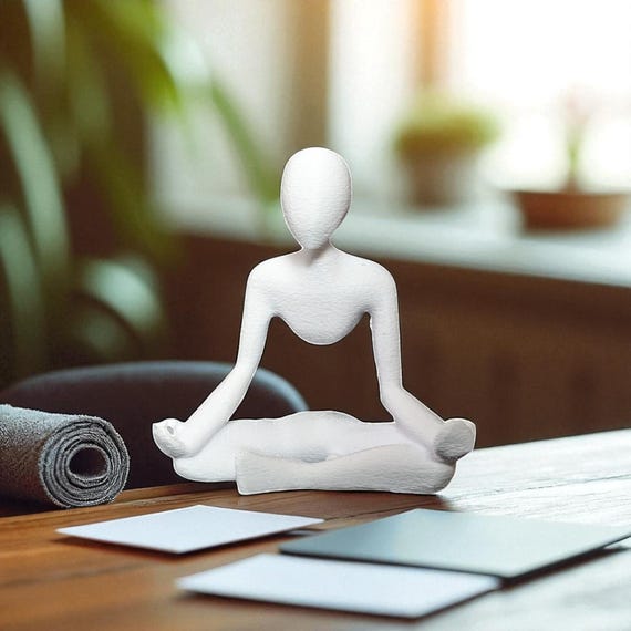 3D Printed Namaste Figurine – Minimalist Meditation Desk Sculpture, Business Card Holder