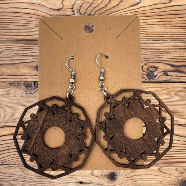 Metatron 'Universe' Geometric Wooden Laser-Cut Earrings - Sacred Geometry Inspired Jewelry