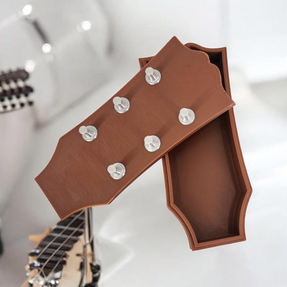 3D Printed Guitar Headstock Holder | Pick & Trinket Organizer | Music Decor Gift