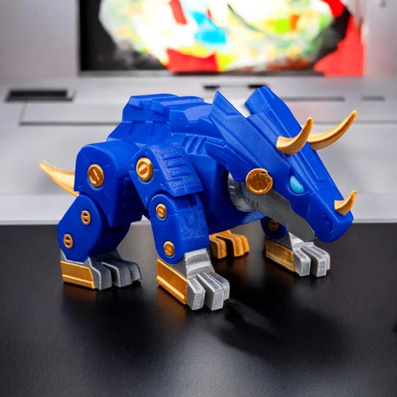 3D Printed Dinosaur Toy, Articulating T-Rex, Triceratops & Stegosaurus Figures