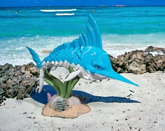 Marlin Fish Articulated Fidget Toy - 3D Printed Articulating Desk Toy - Colorful Educational Play for All Ages