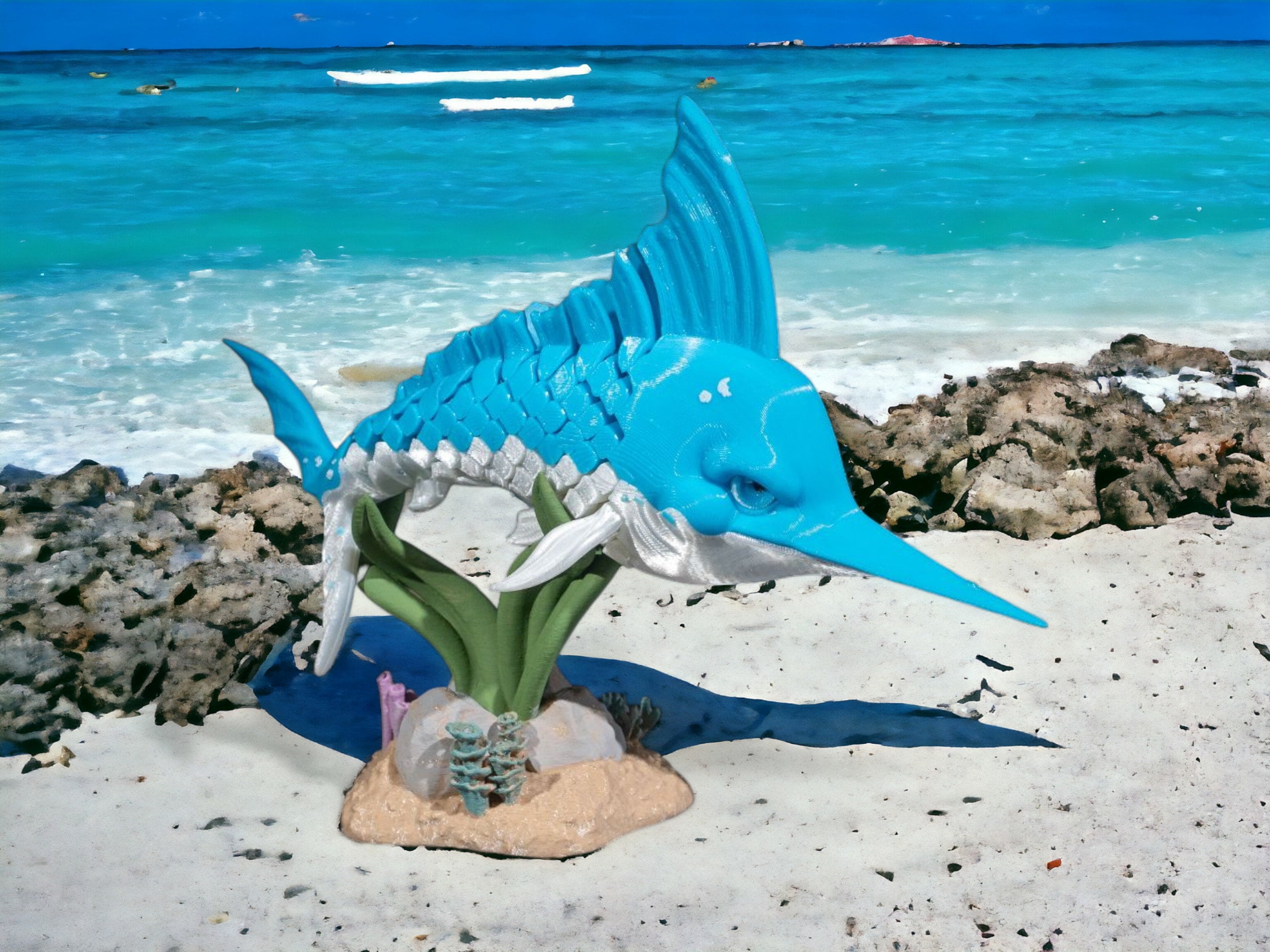 3D Printed Articulated Marlin Fish – Colorful Fidget Desk Toy — photo 1 of 8