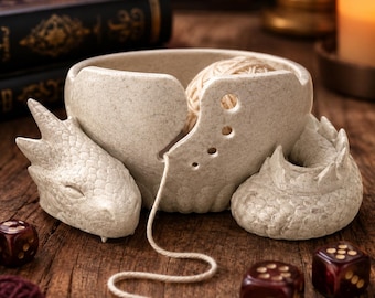 Sleeping Dragon Yarn Bowl – Fantasy Knitting & Crochet Organizer | 3D Printed Gift for Crafters