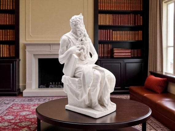 Renaissance Statue of Michelangelo's Moses, 3D Printed Classical Art Piece