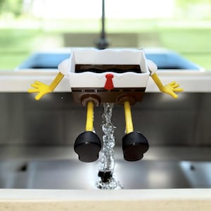 Cartoon Sponge Holder for Sink | Self Draining Kitchen Sponge Tray | Funny Countertop Decor