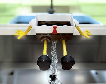 Cartoon Sponge Holder for Sink | Self Draining Kitchen Sponge Tray | Funny Countertop Decor