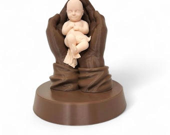 Estatua de Jesús con un bebé – Regalo religioso impreso en 3D, decoración cristiana católica