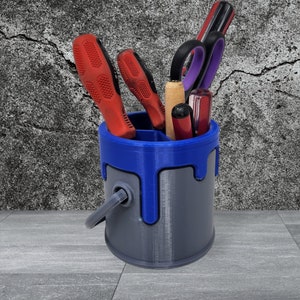 Portalápices Drippy Bucket impreso en 3D: organizador de escritorio único y decoración artística