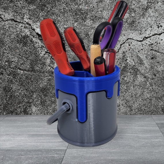 3D Printed Drippy Paint Bucket Pencil Holder – Desk Organizer