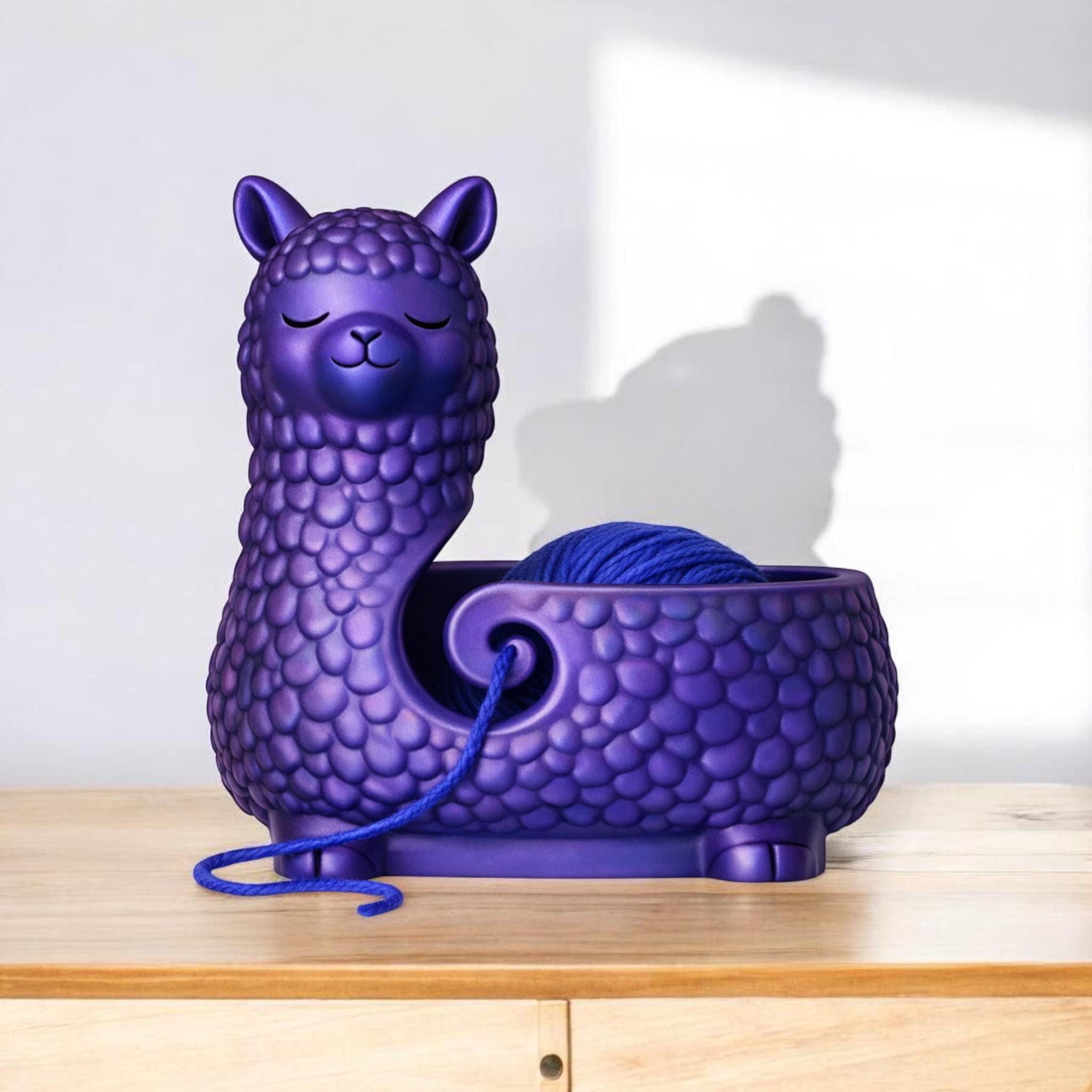 Sleeping Alpaca Yarn Bowl, 3D Printed Crochet Holder with Wide Opening — photo 1 of 20