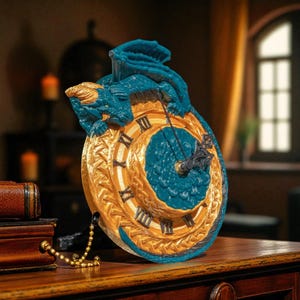 Dragon Wall Clock - Time Keeper 3D Printed Fantasy Decor for Fans, Unique Handmade Gift, Steampunk Style Home & Office Accent