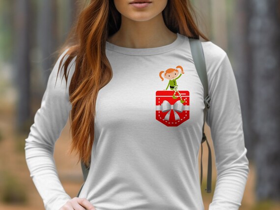 Christmas Girl Elf Pocket T-Shirt – Holiday Xmas Tee