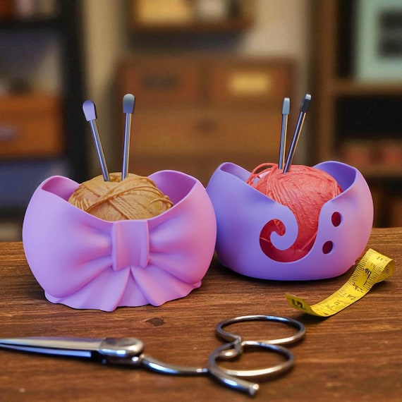 Crochet Yarn Holder, Eco-Friendly 3D Printed Bowl in Multiple Sizes and Colors