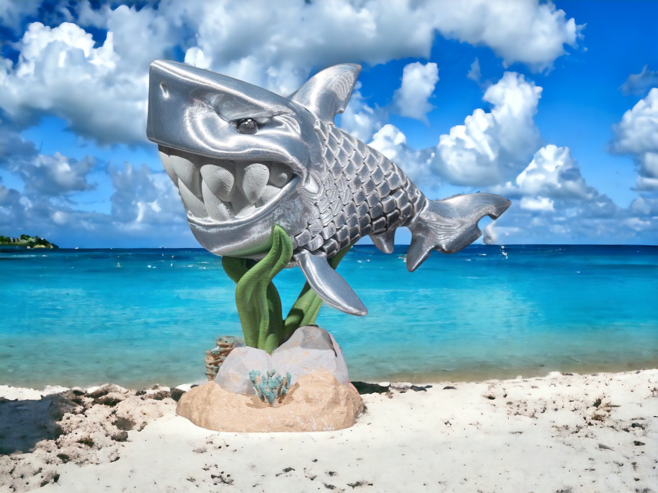 Articulated Great White Shark Desk Toy – 3D Printed Fidget Decor — photo 1 of 10