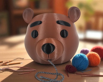 Bear Yarn Bowl – 3D Printed Crochet & Knitting Organizer, Animal Holder Gift for Crafters