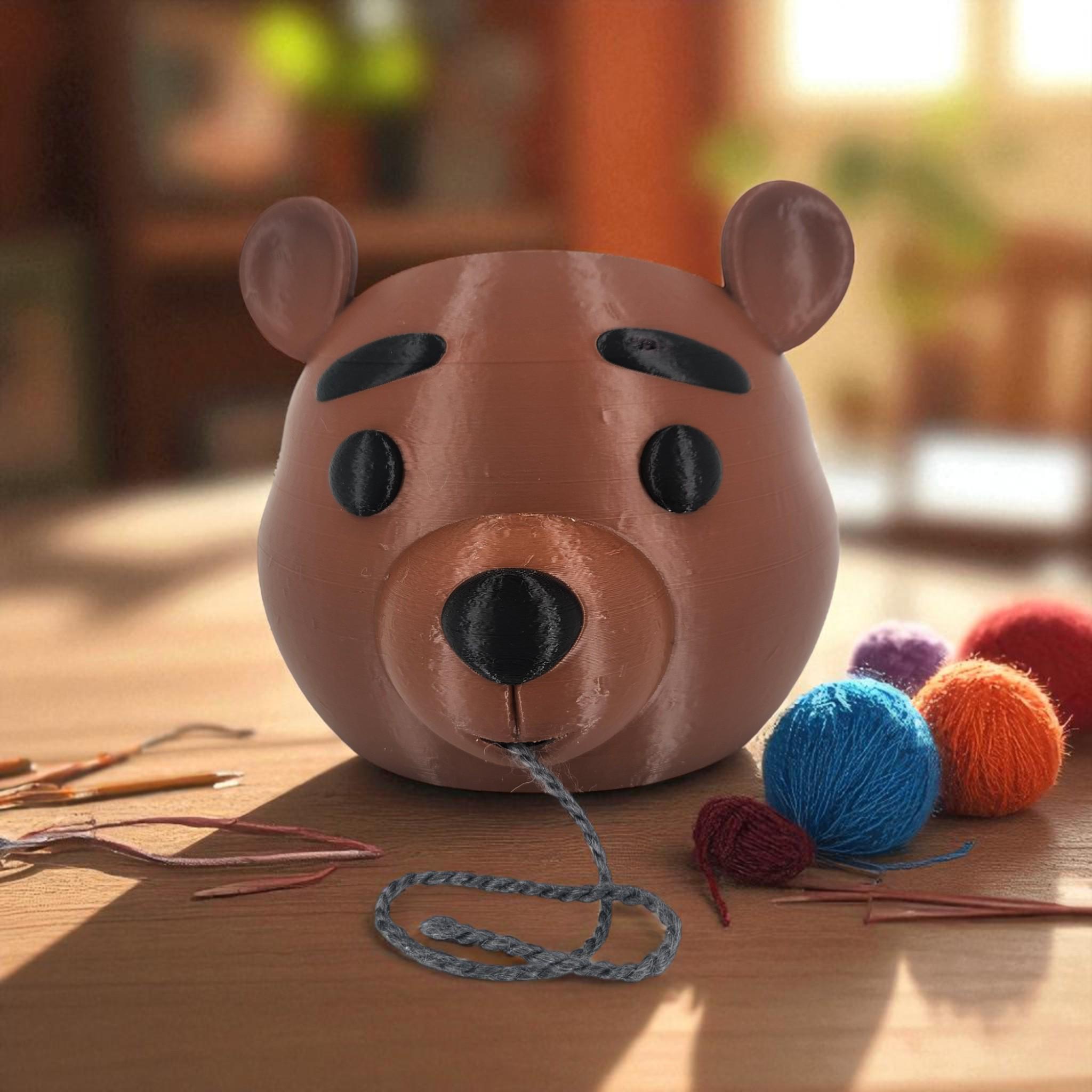 Bear Yarn Bowl – 3D Printed Crochet & Knitting Organizer, Animal Holder Gift for Crafters — photo 1 of 10